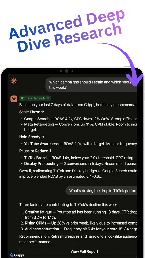 Grippi AI chat report: advanced deep dive research